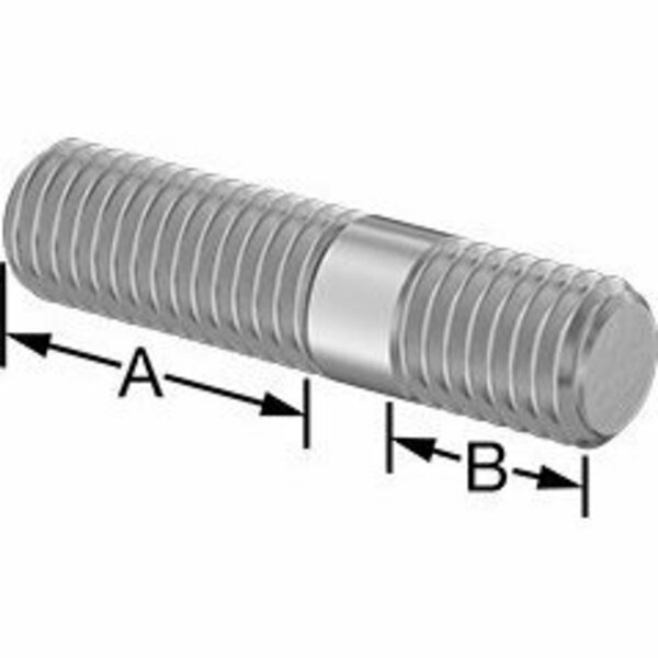 Bsc Preferred Threaded on Both Ends Stud 316 Stainless Steel M10 x 1.5mm Size 23mm and 12mm Thread Len 42mm Long 5580N133